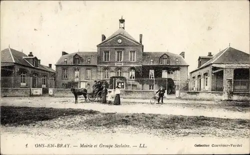 Ak Ons en Bray Oise, Rathaus, Schulgruppe