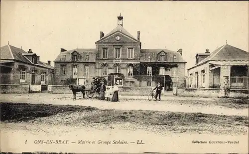 Ak Ons en Bray Oise, Rathaus, Schulgruppe