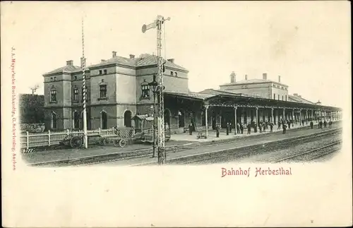 Ak Herbesthal Lontzen Wallonien Lüttich, Bahnhof Gleisseite, Deutsch Belgische Grenze