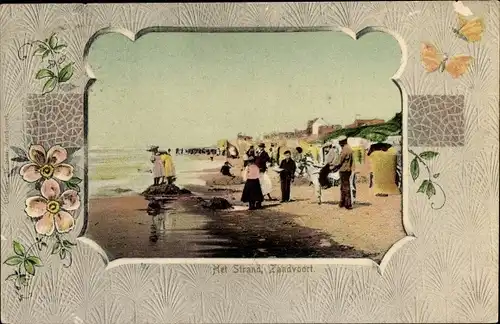 Passepartout Ak Zandvoort Nordholland Niederlande, Strandpartie