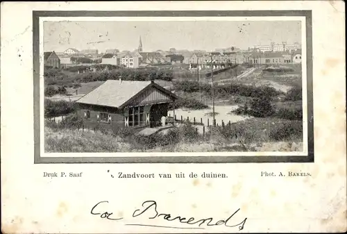 Ak Zandvoort Nordholland Niederlande, Ort von den Dünen aus gesehen