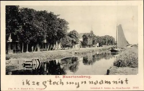 Ak Sint Maartensbrug Nordholland Niederlande, Partie am Kanal