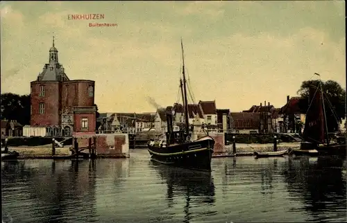 Ak Enkhuizen Nordholland Niederlande, Außenhafen