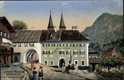 Ak Berchtesgaden in Oberbayern, Marktplatz, Gasthof Neuhaus