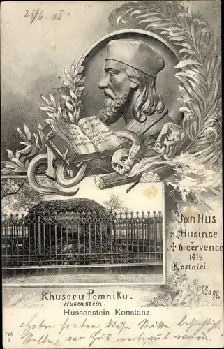 Ak Konstanz am Bodensee, Hussenstein, Jan Hus