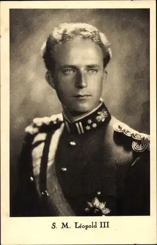 Ak König Leopold III. von Belgien, Portrait, Uniform, Schärpe