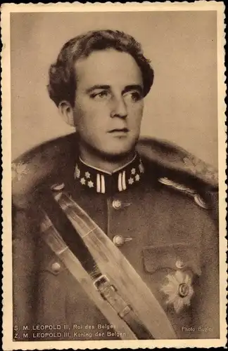 Ak König Leopold III. von Belgien, Portrait in Uniform