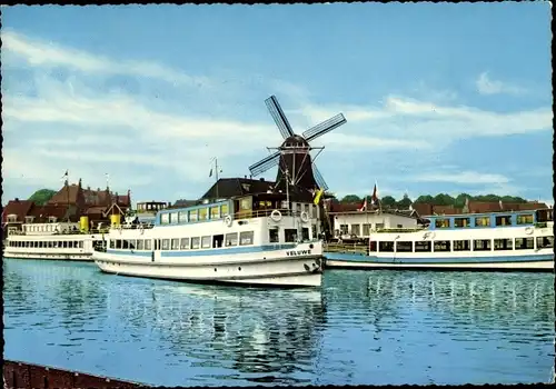 Ak Harderwijk Gelderland, Ausflugsschiffe, Windmühle, MS Veluwe