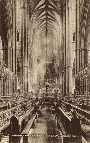 Ak City of Westminster London England, Abbey, Choir, East