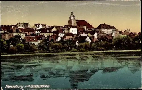 Ak Ronneburg in Thüringen, Panorama mit Baderteich