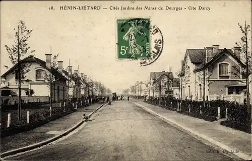 Ak Hénin Liétard Hénin Beaumont Pas de Calais, Cités Jardins des Mines de Dourges, Cite Darcy