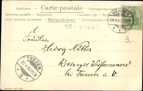 Jugendstil Passepartout Ak Meißen an der Elbe, Marktplatz, Kirche