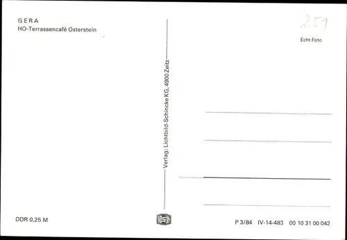 Ak Gera in Thüringen, HO-Terrassencafé Osterstein, Passanten