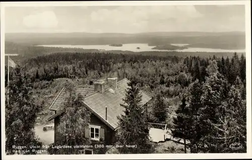 Ak Ryggen Schweden, Utsikt fran Logardens utsikstorn med sjön Ryggen