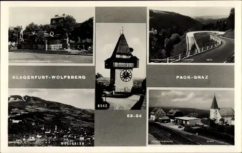 Ak Klagenfurt am Wörthersee Kärnten, Wolfsberg, Graz, Turm, Straßenpartie