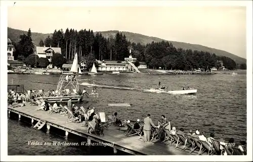 Ak Velden am Wörthersee in Kärnten, Wasserskisport