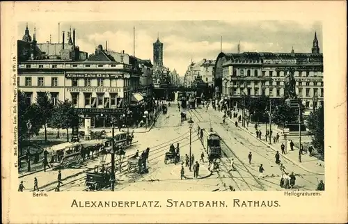 Ak Berlin Mitte, Alexanderplatz, Stadtbahn, Rathaus