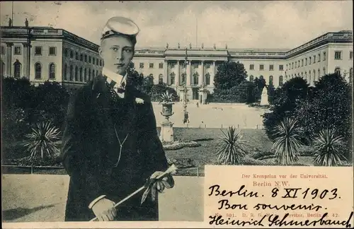 Ak Berlin Mitte, Der Kronprinz vor der Universität