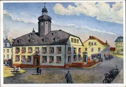 Künstler Ak Meerane in Sachsen, Blick auf das alte Rathaus