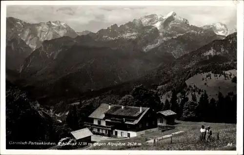 Ak Garmisch Partenkirchen in Oberbayern, Eckbauer gegen Alpspitze