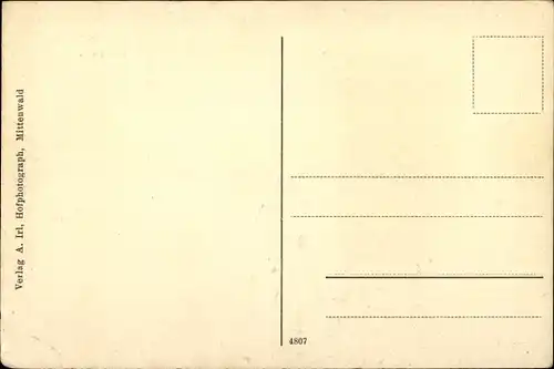 Ak Mittenwald in Oberbayern, Hornsteinerhaus, Geschäft, Fassadenbemalung