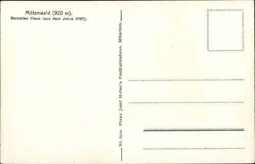 Ak Mittenwald in Oberbayern, bemaltes Haus, Fassade, aus dem Jahr 1767