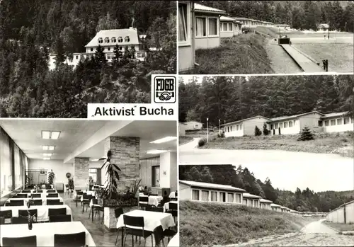 Ak Bucha Unterwellenborn in Thüringen, FDGB Erholungsheim Aktivist, Innenansicht, Bungalows