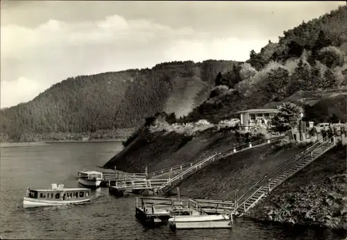 Ak Hohenwarte Thüringen, Saaletalsperre, Bootsanlegestelle