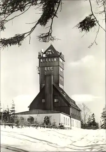 Ak Bärenstein im Erzgebirge, Berghotel auf dem Bärenstein, Winteransicht