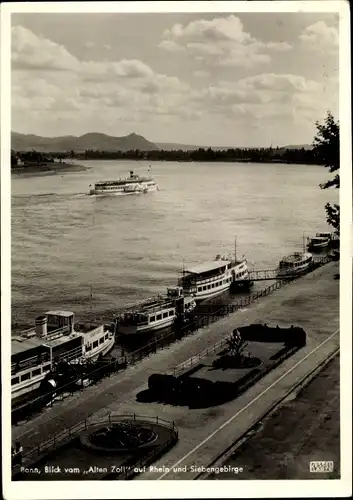 Ak Bonn am Rhein, Blick vom Alten Zoll auf Rhein und Siebengebirge, Schiffe