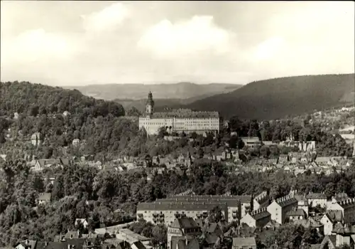 Ak Rudolstadt in Thüringen, Panorama mit Ortsteil Cumbach, Schloss