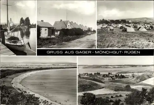 Ak Gager auf der Insel Rügen, Mönchgut, Thiessow, Strand, Schiff