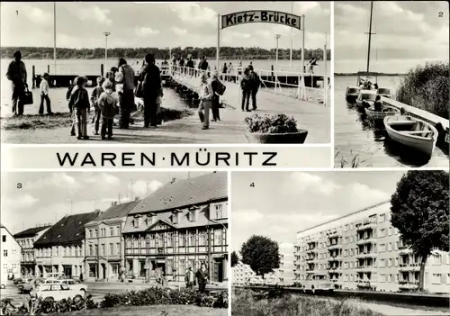 Ak Waren an der Müritz, Kietzbrücke, Marktplatz, Neubauten, An der Müritz