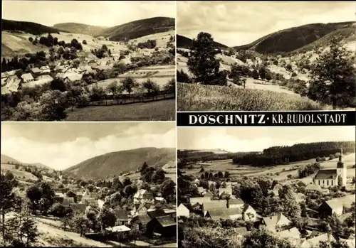 Ak Döschnitz in Thüringen, verschiedene Panoramaansichten