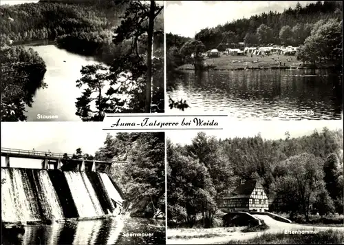 Ak Weida in Thüringen, Auma-Talsperre, Eisenhammer, Sperrmauer, Stausee, Campingplatz