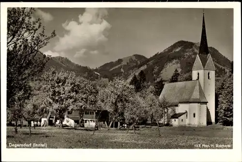 Ak Degerndorf Brannenburg in Oberbayern, Inntal, Teilansicht, Kirche