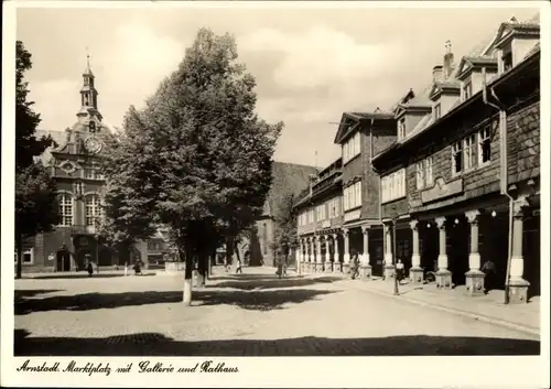 Ak Arnstadt in Thüringen, Marktplatz mit Galerie und Rathaus