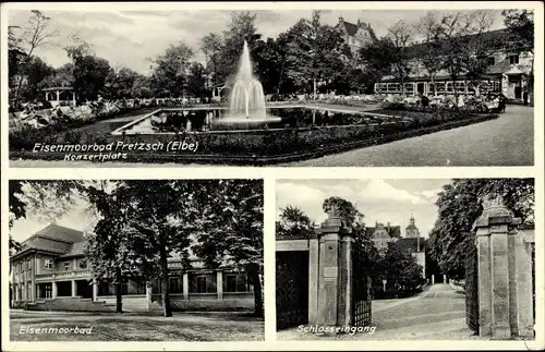 Ak Pretzsch an der Elbe Bad Schmiedeberg, Eisenmoorbad, Konzertplatz, Schloss