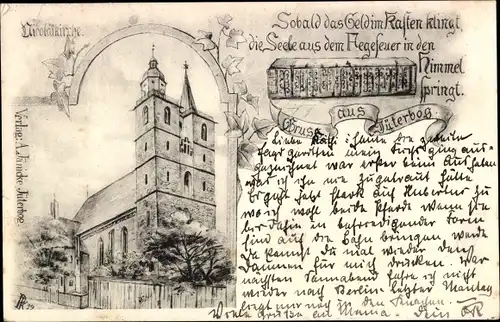 Künstler Ak Jüterbog in Brandenburg, Nicolaikirche, Gedicht