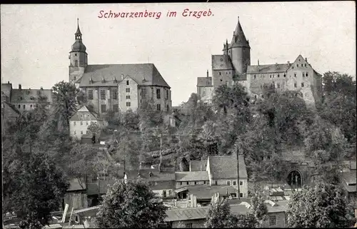 Ak Schwarzenberg im Erzgebirge Sachsen, Blick auf die Stadt, Kirche