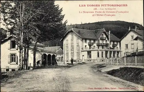 Ak Col de la Schlucht Vosges, Le Nouveau Poste de Douane Francaise, L'Hotel Francais