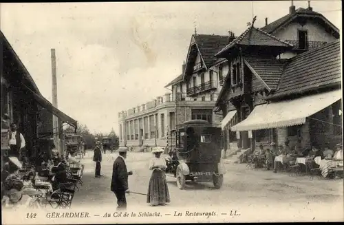 Ak Col de la Schlucht Vosges, Les Restaurants, Auto