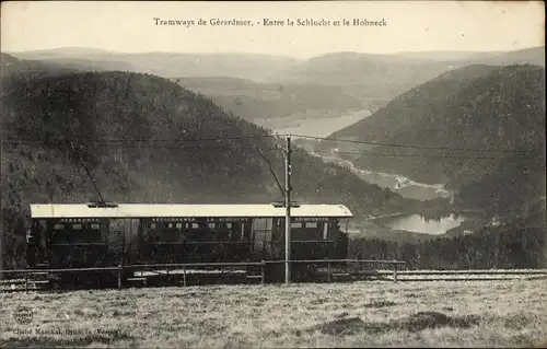 Ak Le Hohneck Lothringen Vosges, Tramways de Gerardmer, la Schlucht