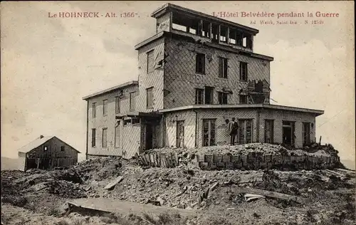 Ak Le Hohneck Lothringen Vosges, Hotel Belvedere pendant la Guerre