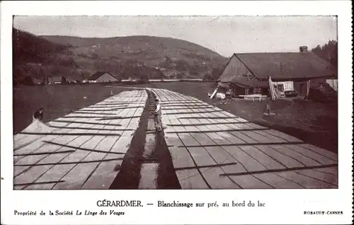 Ak Gérardmer Lothringen Vosges, Blanchissage sur pre, au bord du lac