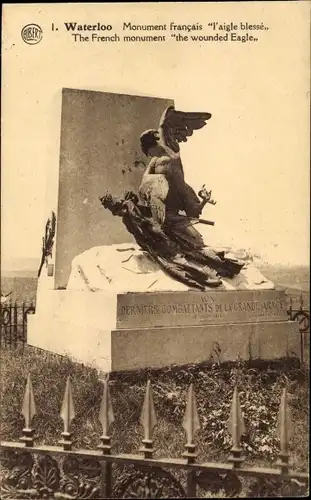 Ak Waterloo Wallonisch Brabant, Monument francais l'aigle blesse