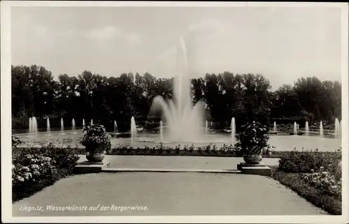 Ak Legnica Liegnitz Schlesien, Wasserkünste auf der Bergerwiese