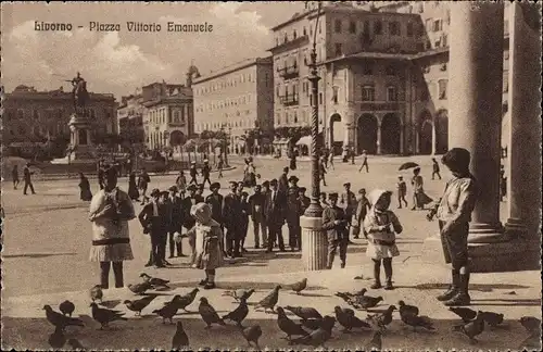 Ak Livorno Toscana, Piazza Vittorio Emanuele