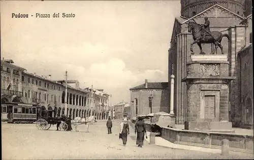 Ak Padova Padua Veneto, Piazza del Santo, Kutsche