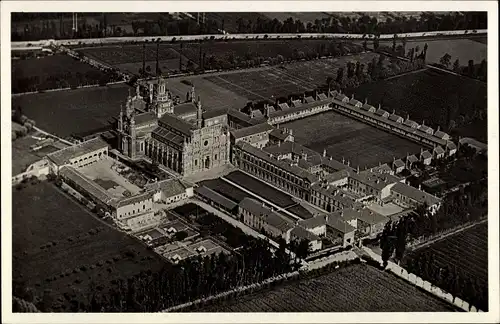 Ak Certosa di Pavia Lombardia, Fliegeraufnahme